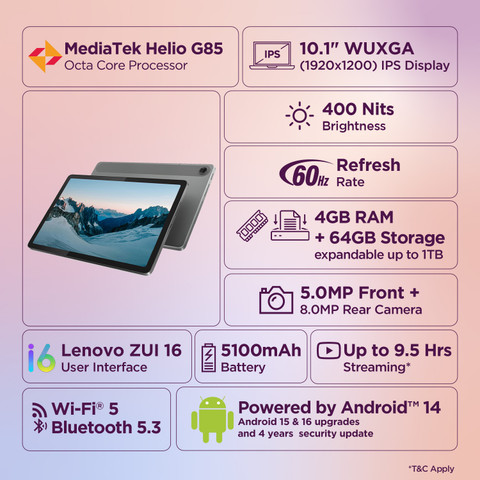 Lenovo Tab 4 GB RAM 64 GB ROM 10.1 inch with Wi-Fi+4G Tablet (Luna