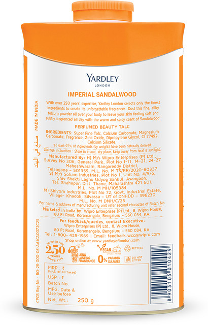 Yardley London by Wipro Imperial Sandalwood Perfumed Talcum Powder
