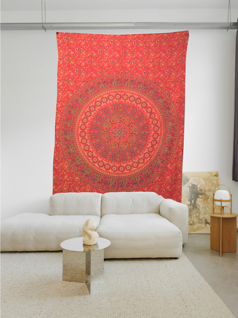 Tenture Murale Boho Hippie Mandala Indienne - 100% Coton, Fait Main, Verticale - Tailles Variables