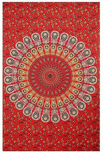 Art World Blue Twin Mandala Tapestry Wall Hanging Indian Cotton Tapestries  Bedspread Picnic Beach Throw Blanket Wall Art Hippie Tapestry Bed Cover