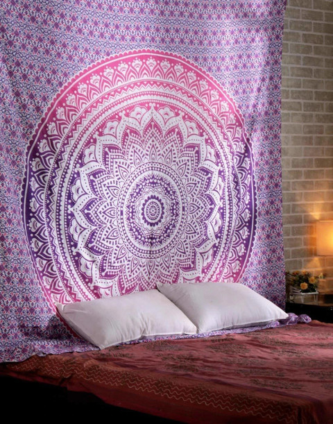 Art World Ombre Mandala Tapestry Tapestry