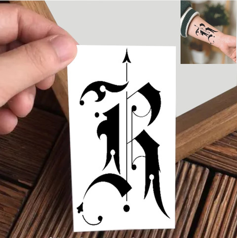 ♡様 Vanvati R Alphabet With Flower And Heart Tattoo Sticker - Price in