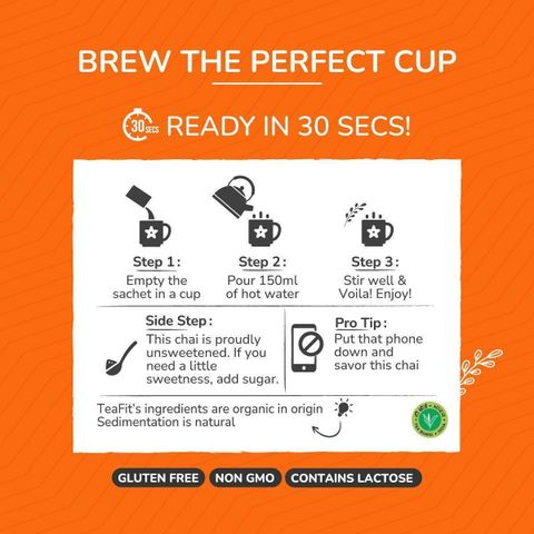 TeaFit Ginger Instant Tea Premix (10 Sachet - 14 gm each) Unsweetened ...