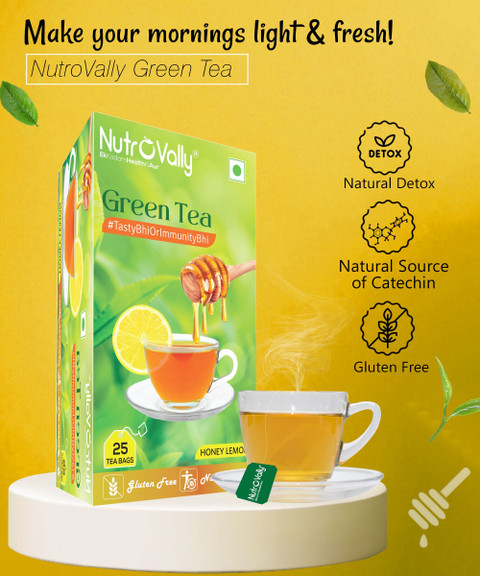 NutroVally Honey Lemon Green Tea for Weight loss | Immunity