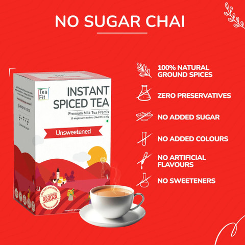 Instant Spiced Tea TeaFit Spiced Instant Tea Premix (10 Sachet - 14 gm each) Unsweetened ...
