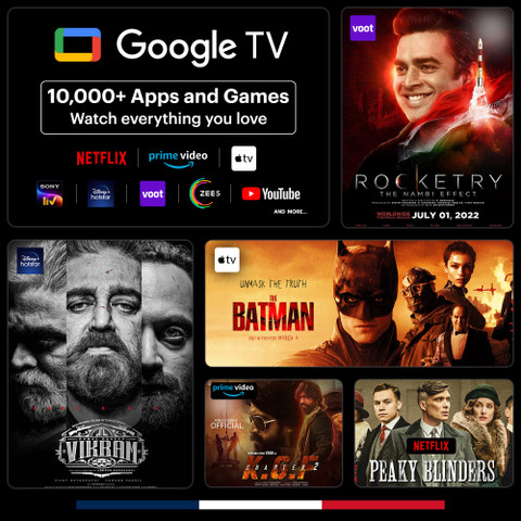 Thomson 139 cm (55 inch) QLED Ultra HD (4K) Smart Google TV with HDR 10  Dolby Atmos 40W Sound Output DTS Trusurround Google Assistant Dual 