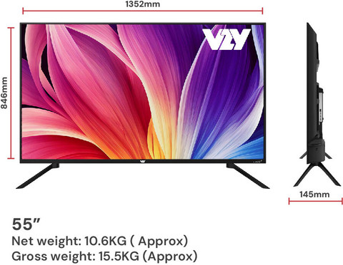 テレビ55 VZY by DishTV 139 cm (55 inch) QLED Ultra HD (4K) Smart Google TV