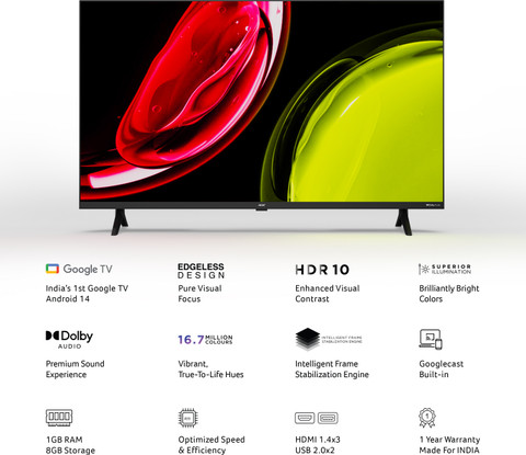 Google TV 40インチ Buy iFFALCON 101.6 cm (40 inch) 2K FHD Google TV, 40S55, Black at
