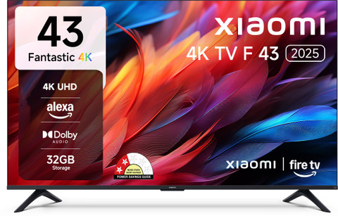 XIAOMI by Mi F Series 108 cm (43 inch) Ultra HD (4K) LED Smart Fire TV 2025  Edition with Dolby Audio Box Speakers Alexa 32GB Storage Filmmaker 
