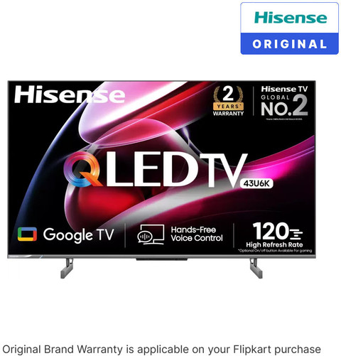 Hisense U6K 108 cm (43 inch) QLED Ultra HD (4K) Smart Google TV
