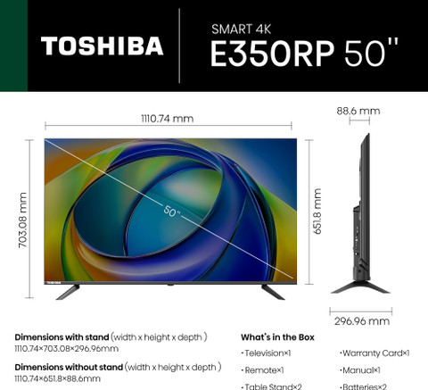 TOSHIBA 126 cm (50 inch) Ultra HD (4K) LED Smart Google TV with Dolby ...