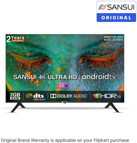 Sansui 140 cm (55 inch) Ultra HD (4K) LED Smart Android TV with Dolby Audio  and DTS (Mystique Black)