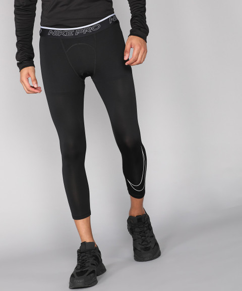 NIKE Solid Men Black Tights