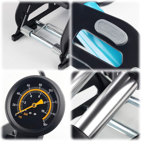 LIRZEG Double Barrel Bike Floor Foot Pump,Portable Air Pump Inflator Pump  with 160PSI Car Pump