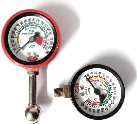 SEAHORSE POLYMERS Analog Tire Pressure Gauge Small Tire Pressure Gauge With  Free PCS Meter 200 PSI for Car Truck Motorcycle Bike Air Checking Meter