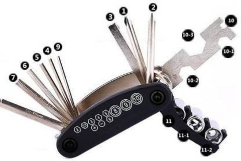 Steward Stainless Steel Bicycle Tools Kit 16 in 1, Allen Key, Screw Driver  Wrench Cycling Multi Tool Kit, All in one