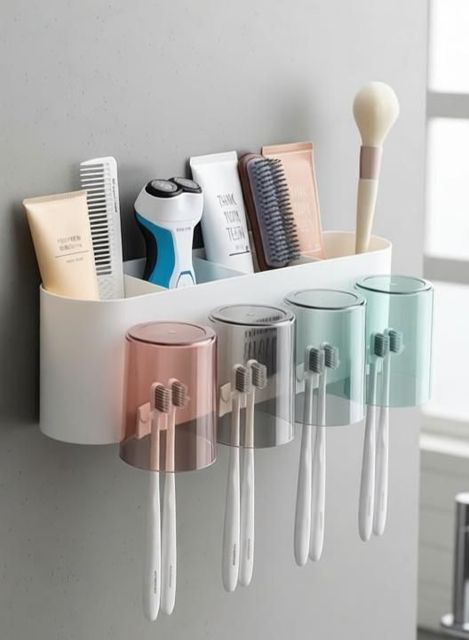 Erise Enterprises Plastic Wall Mount Toothbrush Holder, Multicolor - Image 4