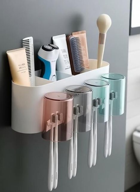 Erise Enterprises Plastic Wall Mount Toothbrush Holder, Multicolor - Image 6