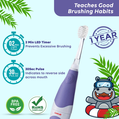 LuvLap Joy Baby Sonic Infant Toddler Electric Toothbrush, 0-3