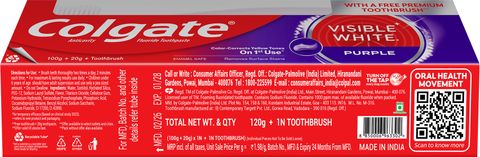 Code Color For Colgate Colgate Visible White Purple , Color-Corrects Yellow Tones on 1st Use ...