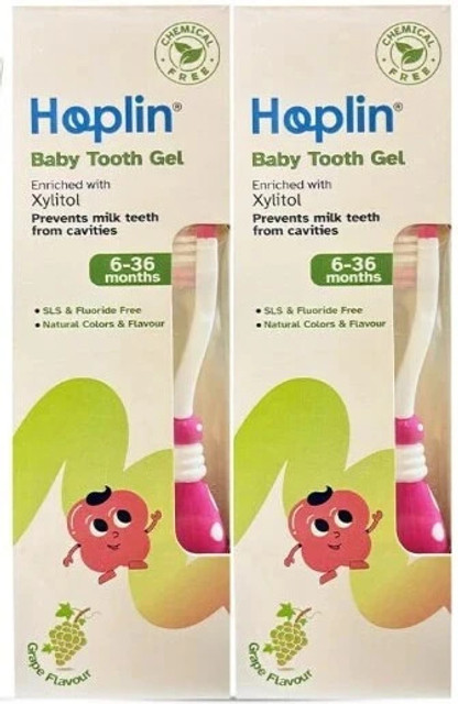 HOPLIN Tooth paste for babies (6-36 Months),Safe if Swallowed,Xylitol,Vit E  (Pack of 2) Toothpaste
