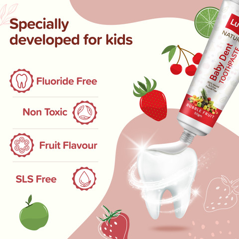 LuvLap Naturals Baby Dent 100% Natural Toothpaste for Kids, SLS fluoride  Free, 50g Toothpaste
