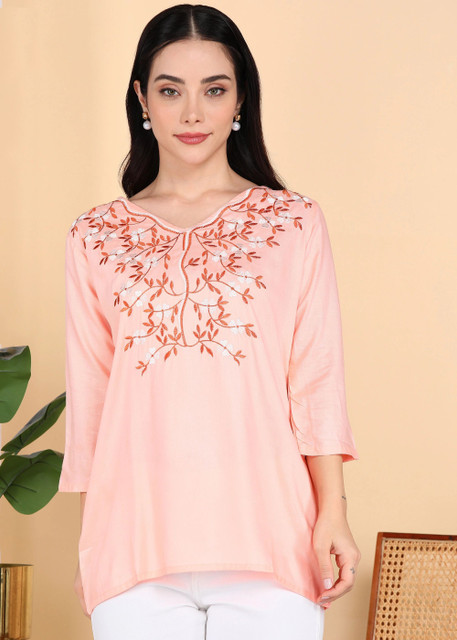 AARUCREATION Formal Embroidered Women Pink Top Buy AARUCREATION