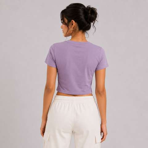 Greyscale Casual Regular Sleeves Solid Women Purple Top view 4