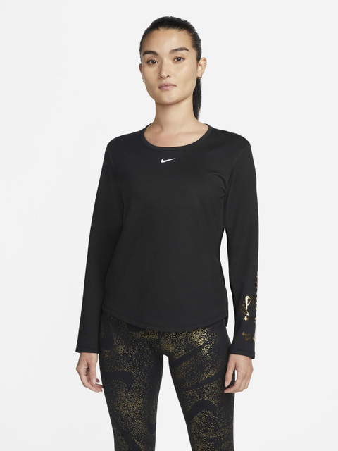 NIKE Casual Solid Women Black Top Buy NIKE Casual Solid Women