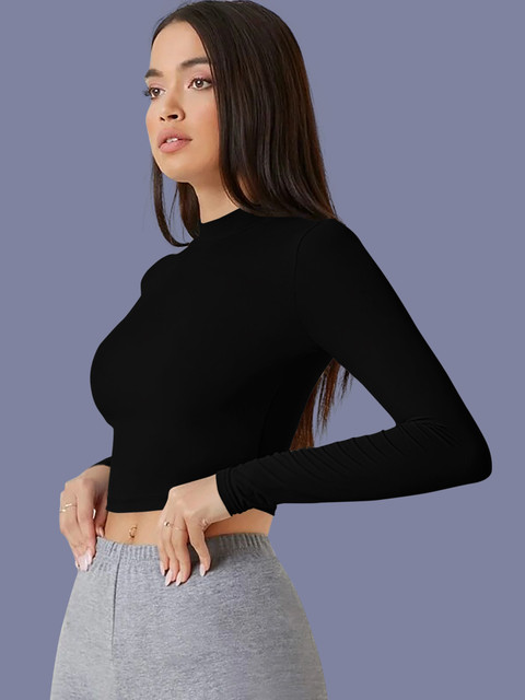 Dream Beauty Fashion Casual Solid Women Black Top - Buy Dream