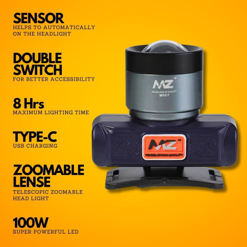 MZ M957 (Rechargeable LED Headlamp) 100W Zoomable Lense 6 Hours