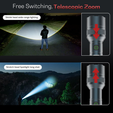 iBELL LUMINEX 800 Rechargeable Flashlight High Power,6 Light Mode