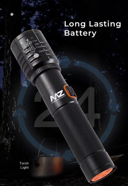 MZ 035 -ZOOMABLE LED METAL 5 MODE Flashlight, Super Bright Torch