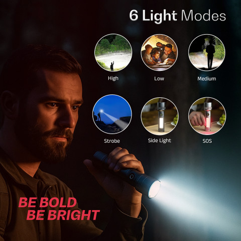 iBELL LUMINEX 800 Rechargeable Flashlight High Power,6 Light Mode