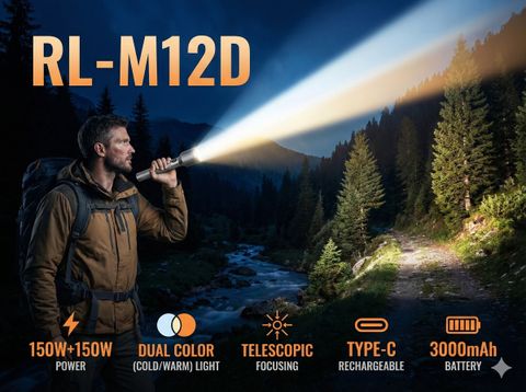 Kay-Joy RL-M12D 150W+150W Dual Light LED Flashlight (Grey, 22.5 cm) - Image 4