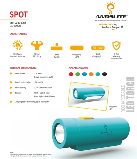 ANDSLITE SPOT Pocket With Sidelight Pack of Torch Price in India