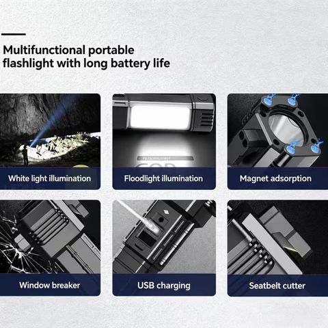 BRZONE B13 Rechargeable Torch, 10 cm, Black - Image 5