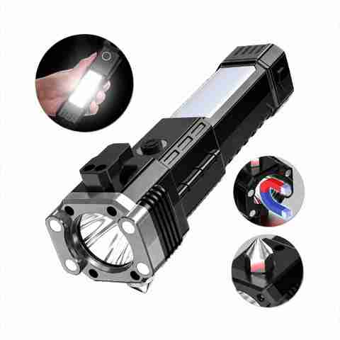 BRZONE B13 Rechargeable Torch, 10 cm, Black - Image 3