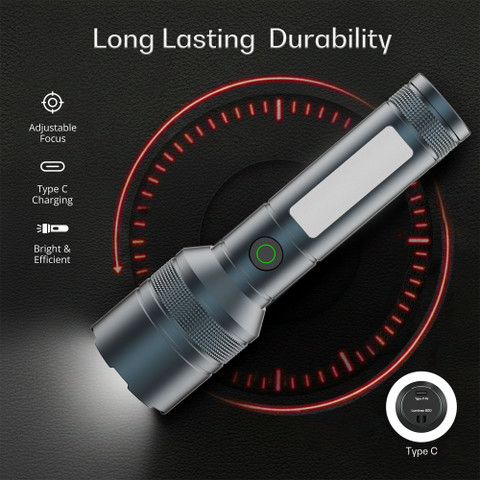 iBELL LUMINEX 800 Rechargeable Flashlight High Power,6 Light Mode