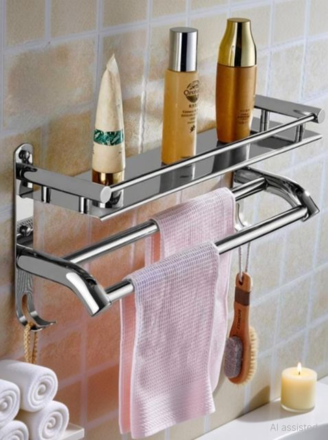 GOLDEN LIKE Stainless Steel Folding Towel Holder, Gold - Image 6