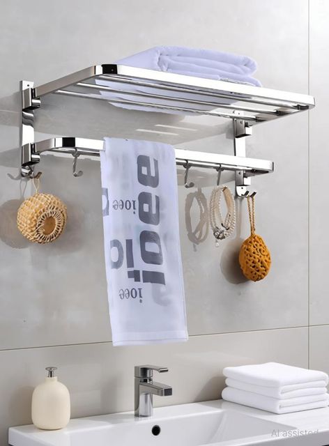 MyGift 38 Inch Silver Metal Towel Hanging Stand – 3 Swivel Arms & Round Base, Free-Standing Modern Bathroom Rack