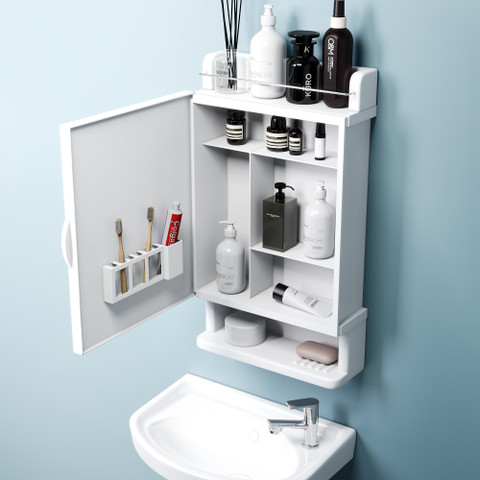 GRIVAN Modern Storage Cabinet With Mirror for /Washbasin/Bathroom - Main Image