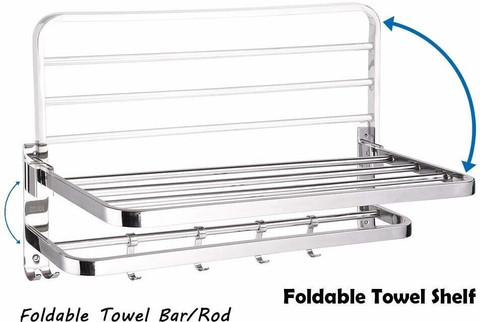 Plantex New Look Stainless Steel 304 Grade Dual Folding Towel Rack