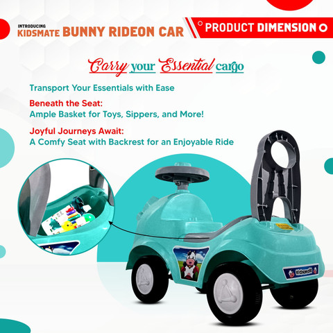 Kidsmate Bunny Ride On Car with Music Horn Safe and Fun Push Car for  Babies (1-3 Years) Backrest, Storage, and Big Wheels Perfect Toddler