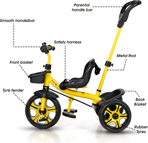 Miss Chief Adventure Parental Handle Sturdy and Safe for Kids (Ages  2-5yrs) Tricycle