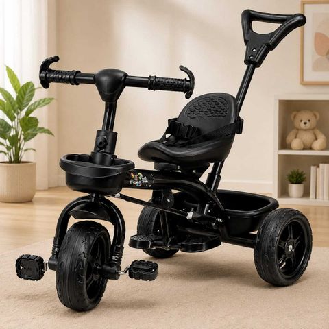 Stepupp Grow Baby Tricycle with Basket and Parent Handle (Black) - Image 6