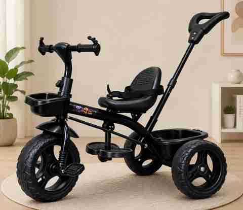 Stepupp Grow Baby Tricycle with Basket and Parent Handle (Black) - Image 5