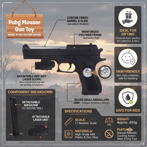 Warlord Arms 6mm Airsoft BB Pistol Toy with Scope & Silencer Attachment â Spring Powered Armor Sets (Black) - Image 7
