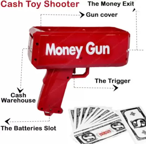 KinderTales Money Gun Machine l Supreme Cash Gun Toy For Punjabi Wedding  (Red) (Pack of 2) Money Gun