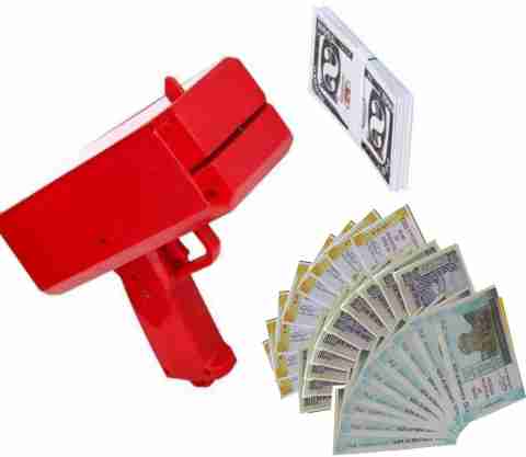 PTCMart money gun Super toy with 300 notes 50, 100, 200 for - Main Image